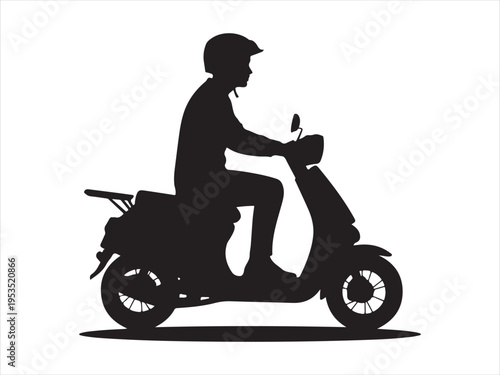 
Delivery Rider scooter Silhouette Fast Food Courier Service Concept Illustration