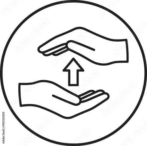 Two hands forming a bridge with an upward arrow symbolizing support and assistance