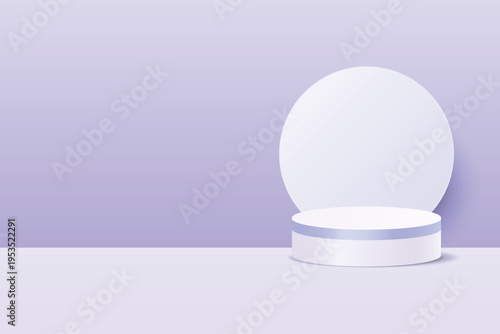 Podium display with cylindrical stand for product presentation, branding, advertising, and promotion