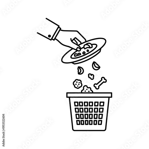 Hand Tossing Food Scraps into Trash Can