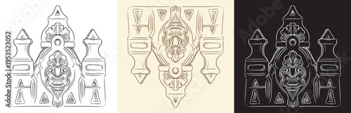 Set of decorative hand drawing filigree ornament vector illustrations