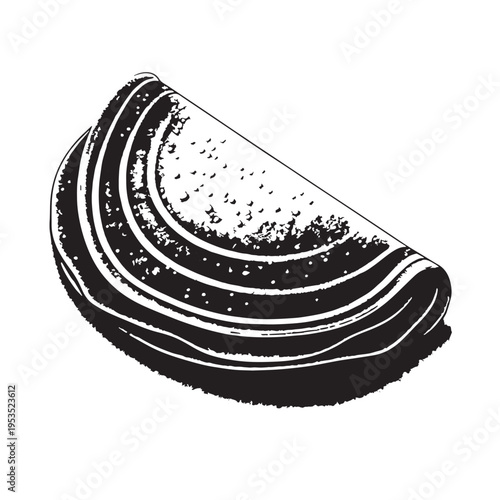 Black Masala Dosa Silhouette Vector, High Quality Illustration on White Background