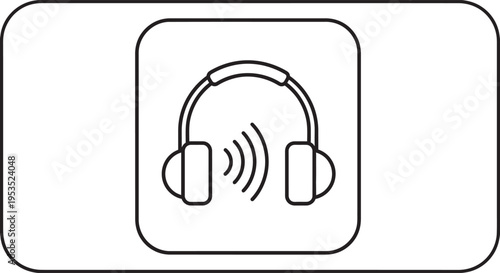 Graphic of headphones with wireless signal waves between the ear cups