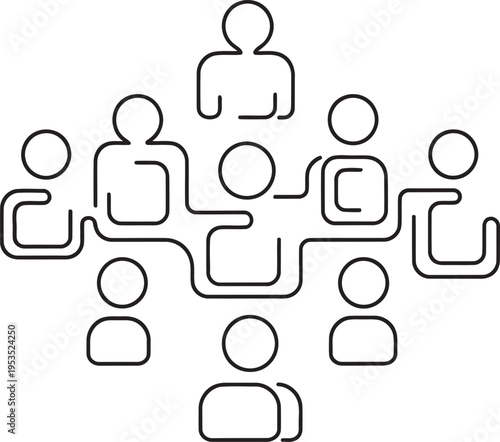 Organizational chart depicting hierarchical team structure with interconnected roles