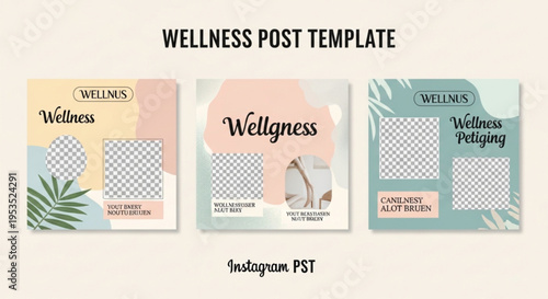 Instagram Post Templates for Wellness and Self-Care Featuring Organic Shapes and Natural Elements for Social Media Marketing