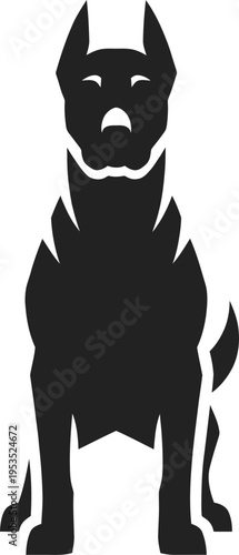 Powerful and loyal canine silhouette icon, a symbolic representation of a strong dog, perfect for pet-related designs or animal branding projects that need a bold visual