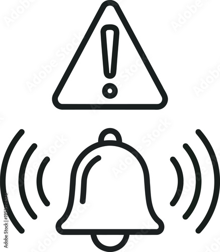 Warning bell icon with sound waves indicating an alert system