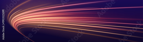 Dynamic speed trail with rainbow glow, smooth curves and luminous motion vector