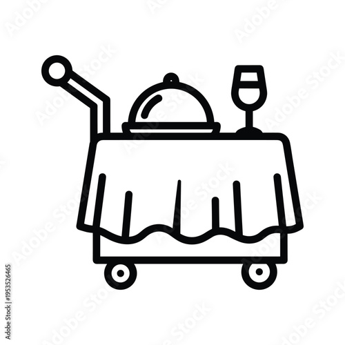 Room Service Cart Icon - Hotel Food and Beverage Delivery