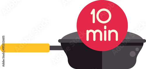 Frying pan icon indicating 10 minutes for food preparation