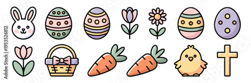 Pastel Easter baking and celebration icon pack – Suitable for DIY craft projects, Cricut designs, or holiday marketing materials.