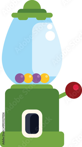 Classic gumball machine dispenses colorful round treats