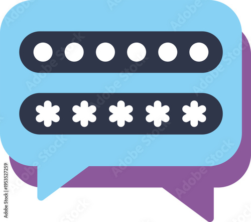 Speech bubble displaying password fields for digital security