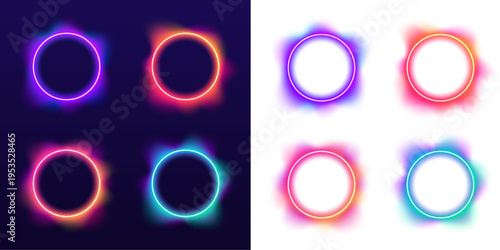Neon circular gradient with glowing edges, smooth transitions and soft luminous effect vector

