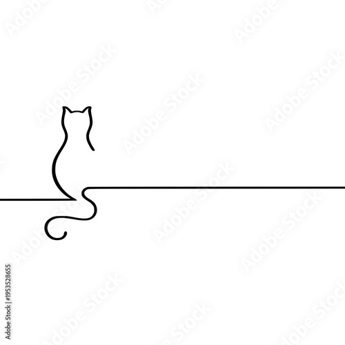 Minimalist Cat Line Art Silhouette Vector. SVG