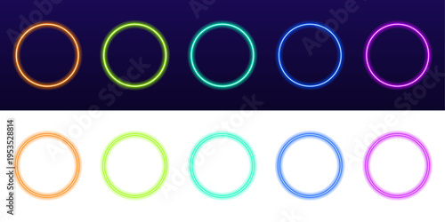 Neon gradient halo with glowing light, smooth edges and dynamic circular flow vector