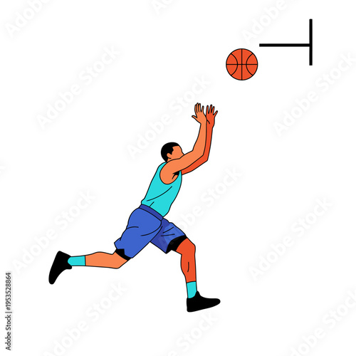 Basketball Player Jumping to Score a Slam Dunk Shot