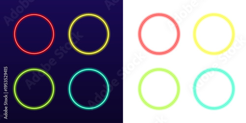 Vibrant neon circular halo with glowing gradient, smooth lines and soft light diffusion vector