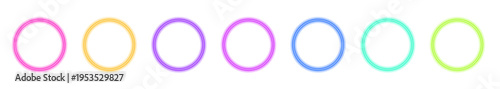Multicolor neon ring with soft glow, smooth edges and dynamic circular motion vector