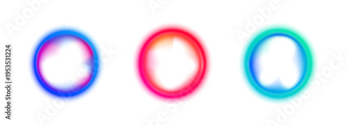 Bright neon halo ring with glowing edges, smooth transitions and vibrant light vector
