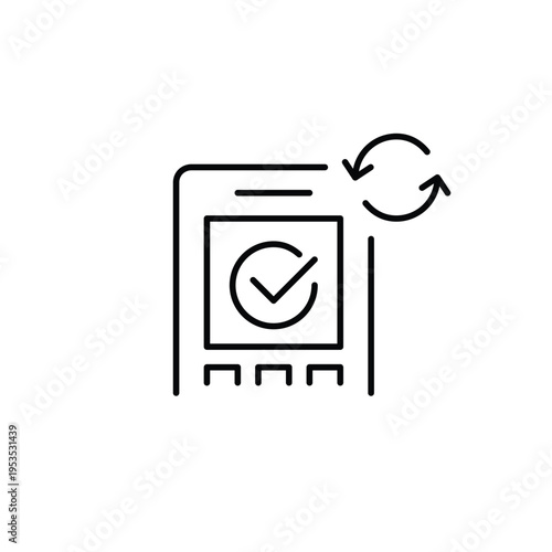 NFC chip transaction approved and renew arrows. Pixel perfect, editable stroke vector icon
