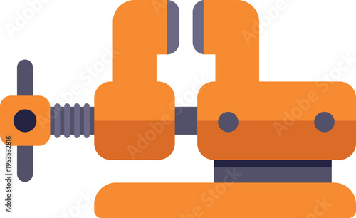 Orange bench vice providing clamping force for workshop tasks