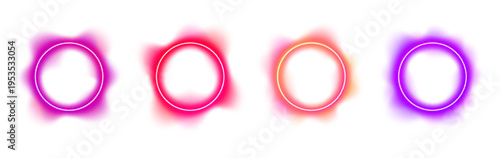 Neon glowing ring with soft gradient transition, smooth curve and luminous highlights vector