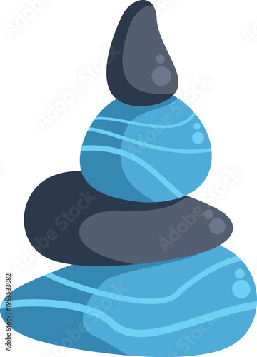 Balancing cairn of smooth zen stones promoting wellness and meditation