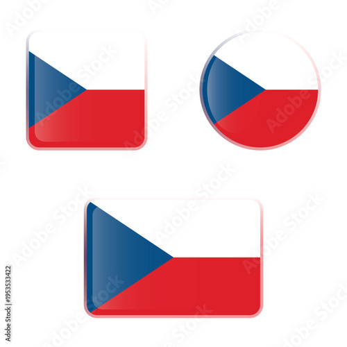 czech republic glossy icons set, national flag of Czechia