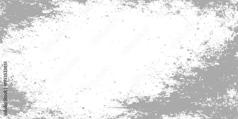 Fototapeta premium Aged vintage wall texture featuring an abstract black and white grunge design with ink splash effects and a dusty film frame pattern on an old paper surface