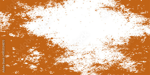 Abstract orange grunge background with rusty brown metal texture and aged paint splashes on an old dirty wall surface for an antique textured design backdrop