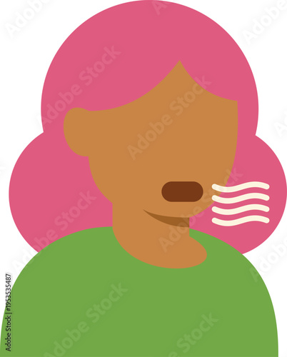 Person exhaling breath with open mouth illustrating health and respiratory issues