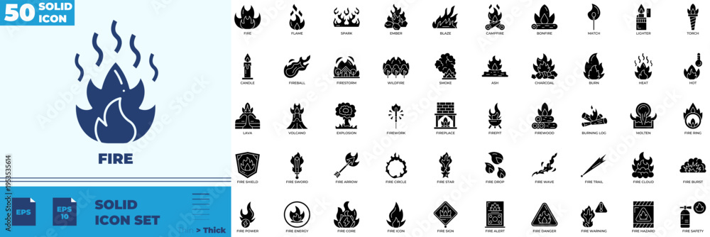 Фотография Fire Solid Editable Icons set