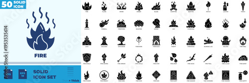 Fire Solid Editable Icons set