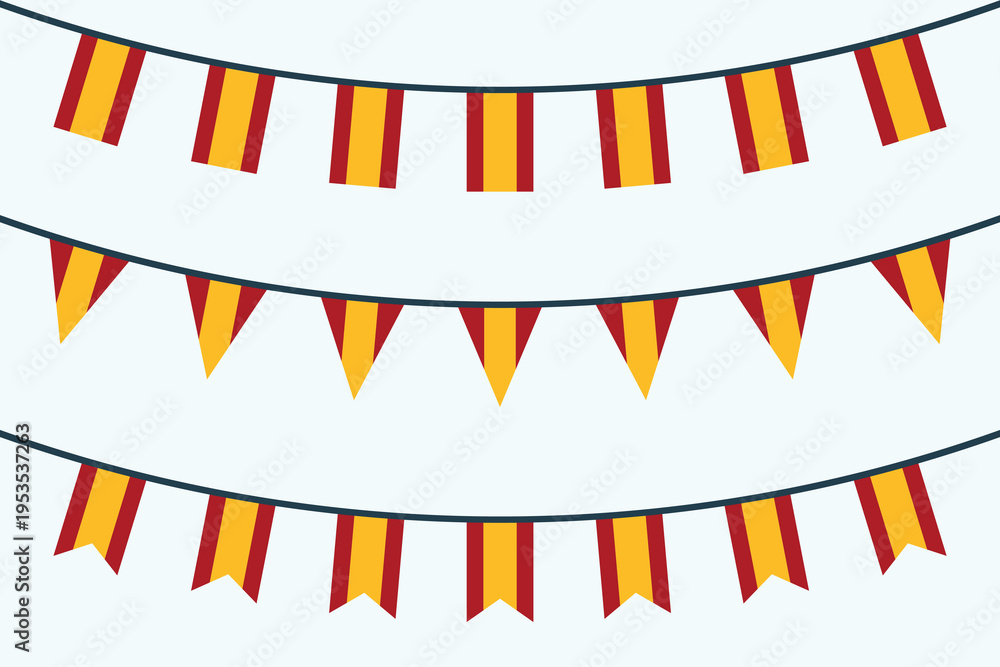 Obraz premium Spain flag bunting icons set, Spanish flag symbol