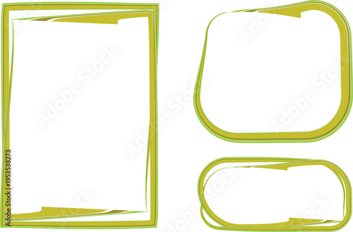 olive green colored artistic abstract frames set vector