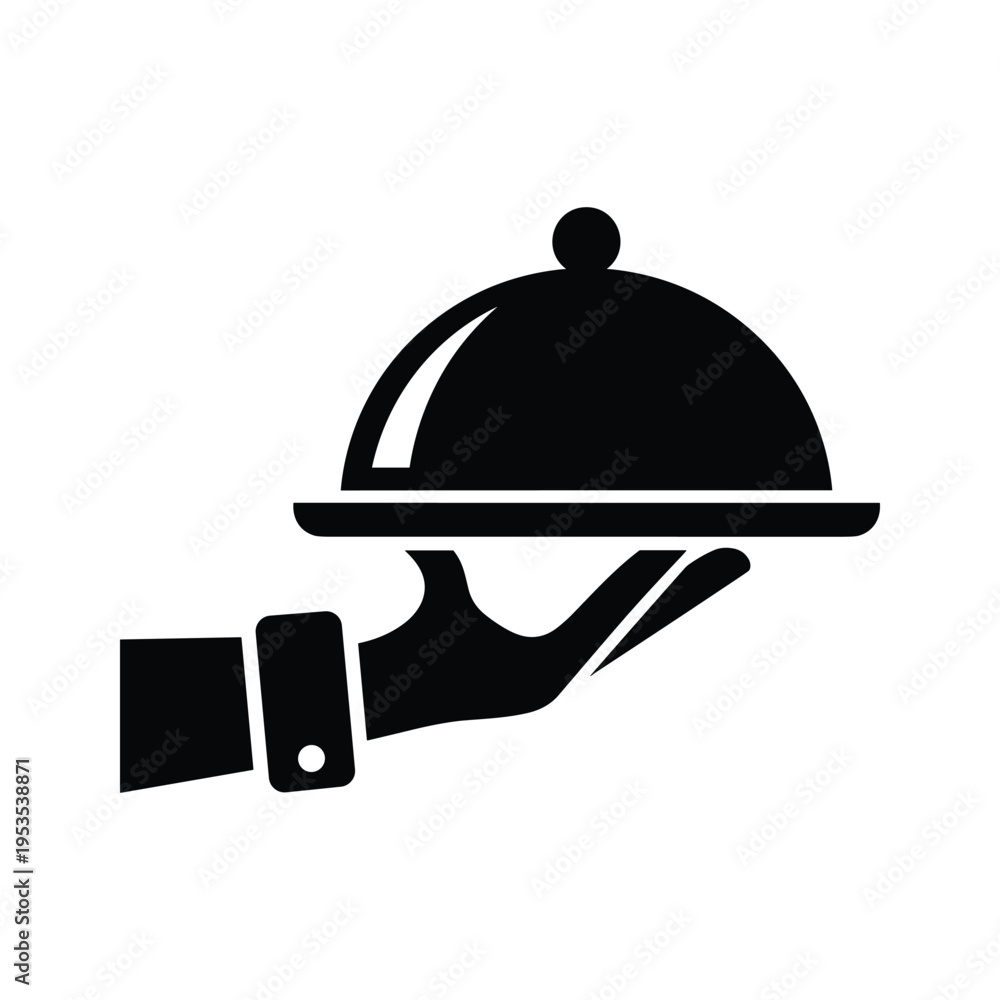 Fototapeta premium Hand Serving Covered Dish Icon
