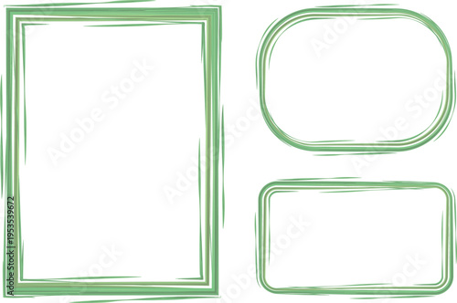 pastel green colored artistic stroke frames set