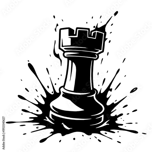 Chess pawn attack silhouette
