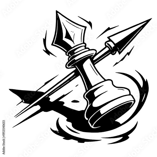 Chess pawn attack silhouette