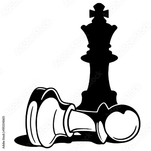 Chess pawn attack silhouette