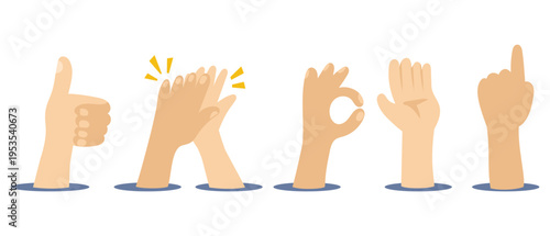 Essential Hand Gestures Set with Thumbs Up and Clapping