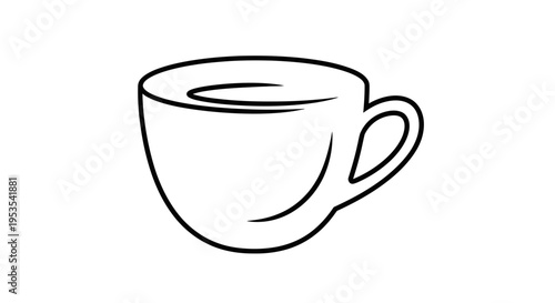 Minimalist Black and White Line Art of a Coffee Cup