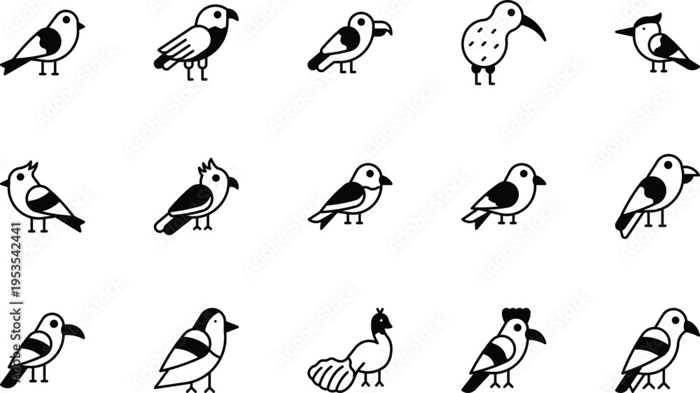 Fototapeta premium Minimalist Birds Icon Set