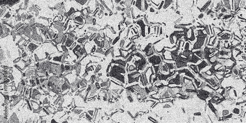 Intricate monochrome abstract pattern with a mosaic of dark polygonal shapes and fine grain, suggesting a crystalline structure or complex network for scientific or decorative use