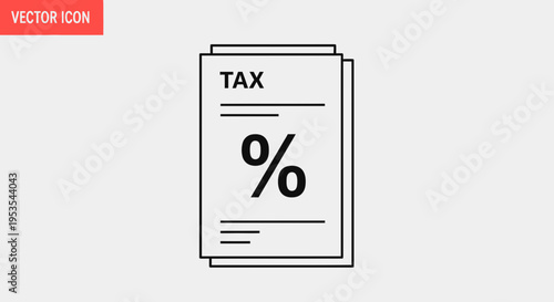 Tax Form with Percentage Symbol Icon - Vector Illustration