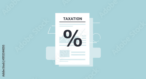Taxation Document with Percentage Symbol and Chart - Financial Planning Concept