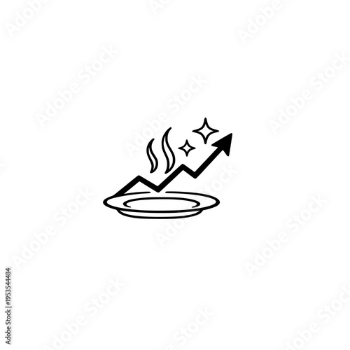 Advantage Line Icon with Upward Arrow and Stars. SVG