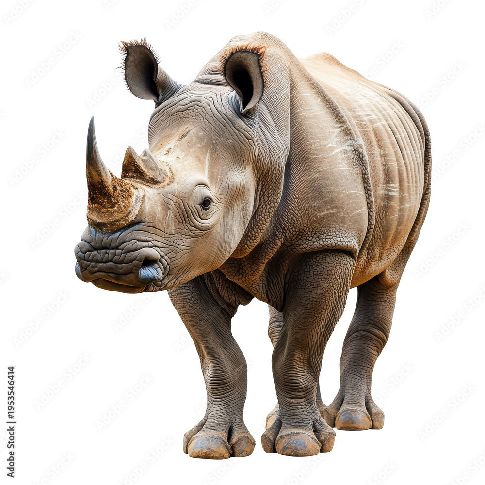 Obraz premium White rhinoceros walking in a natural setting during the daytime surrounded by grass and open space