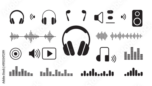 Black and white of audio equipment and sound waves